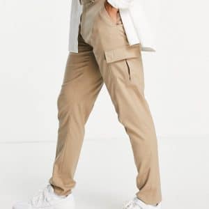 ASOS DESIGN - Elegante skinny-bukser med cargo-lommer i beige-Neutral