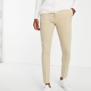 ASOS DESIGN - Elegante super skinny-bukser i beige-Neutral
