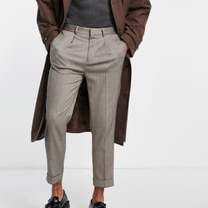 ASOS DESIGN - Beige elegante tapered bukser i mikrotekstur-Neutral