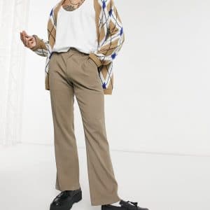 ASOS DESIGN - Elegante bukser med svaj i beige-Neutral