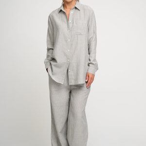 Slow Stripe bukser - beige/blå